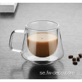 Double Wall Glass Coffee Cup Mugs med handtag